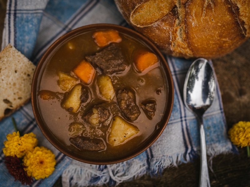 A bowl of food