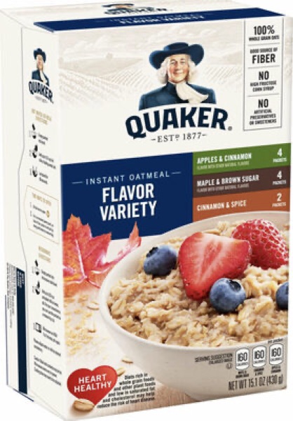 Quaker Instant Oatmeal Express Cups, 4 Flavor Variety Pack package