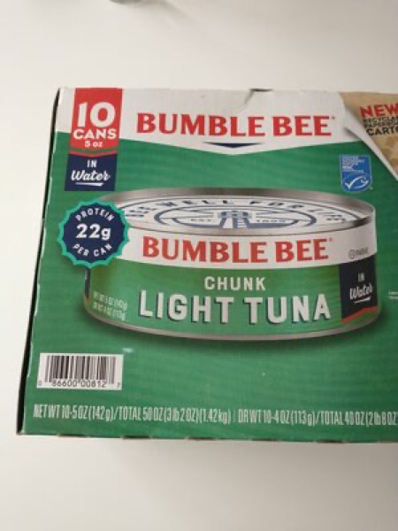 Bumble Bee Chunk Light Tuna In Water package